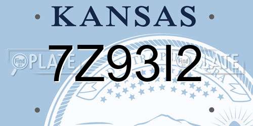 7Z93I2 Kansas License Plate