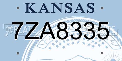 7ZA8335 Kansas License Plate