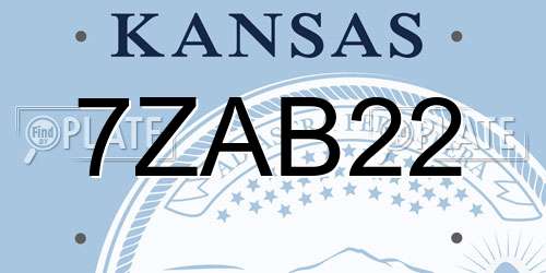 7ZAB22 Kansas License Plate