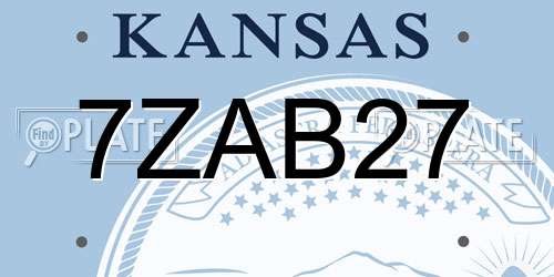 7ZAB27 Kansas License Plate
