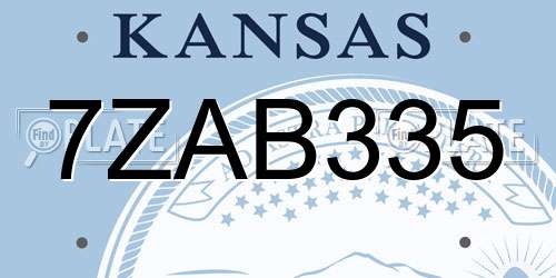 7ZAB335 Kansas License Plate