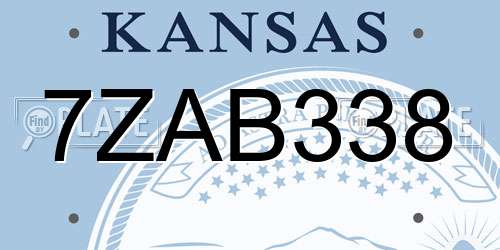 7ZAB338 Kansas License Plate