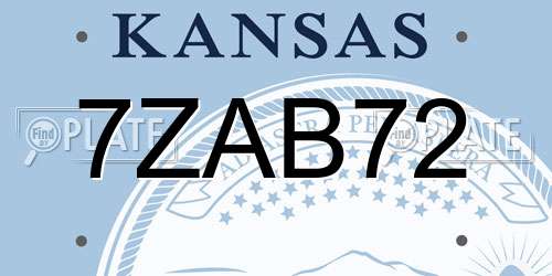 7ZAB72 Kansas License Plate