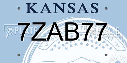 7ZAB77 Kansas License Plate