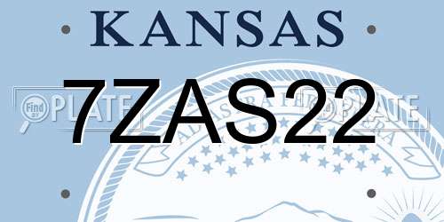 7ZAS22 Kansas License Plate