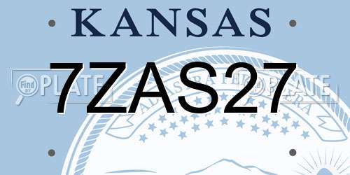 7ZAS27 Kansas License Plate