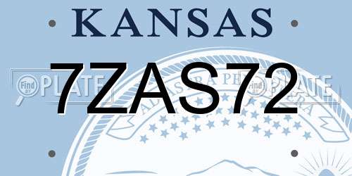 7ZAS72 Kansas License Plate