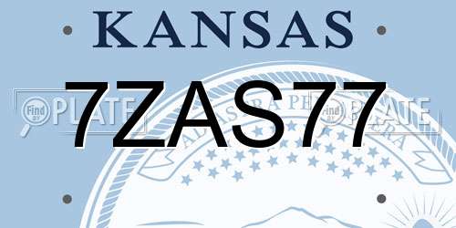 7ZAS77 Kansas License Plate