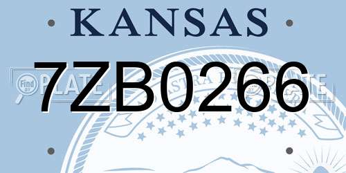 7ZB0266 Kansas License Plate