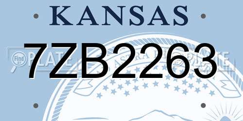 7ZB2263 Kansas License Plate