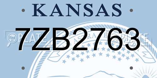 7ZB2763 Kansas License Plate