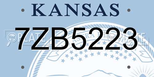7ZB5223 Kansas License Plate
