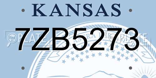7ZB5273 Kansas License Plate