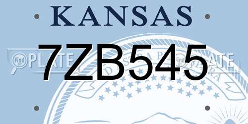 7ZB545 Kansas License Plate