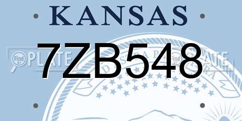 7ZB548 Kansas License Plate