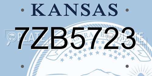 7ZB5723 Kansas License Plate