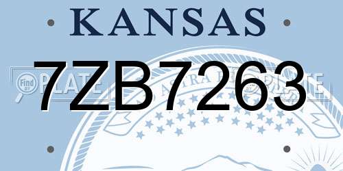 7ZB7263 Kansas License Plate