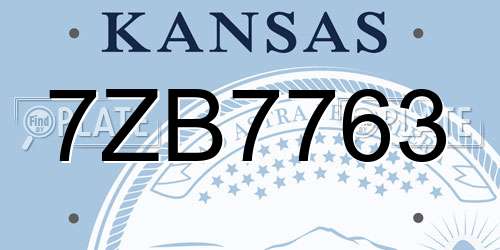 7ZB7763 Kansas License Plate