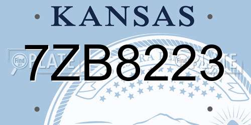 7ZB8223 Kansas License Plate