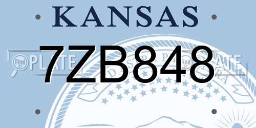 7ZB848 Kansas License Plate