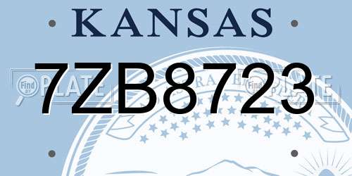 7ZB8723 Kansas License Plate