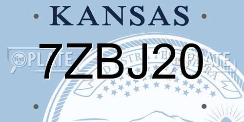 7ZBJ20 Kansas License Plate