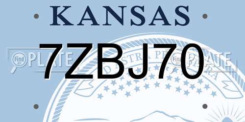 7ZBJ70 Kansas License Plate