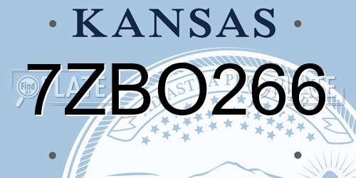 7ZBO266 Kansas License Plate