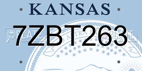 7ZBT263 Kansas License Plate