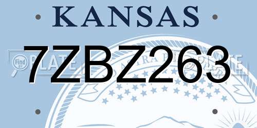 7ZBZ263 Kansas License Plate