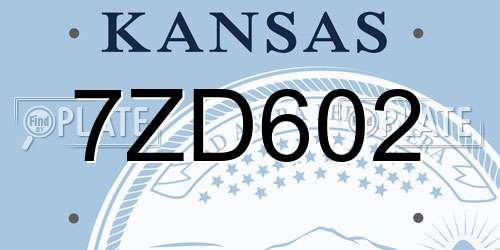 7ZD602 Kansas License Plate