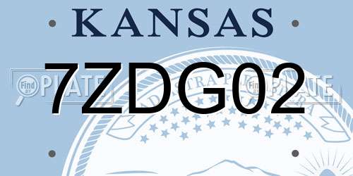 7ZDG02 Kansas License Plate