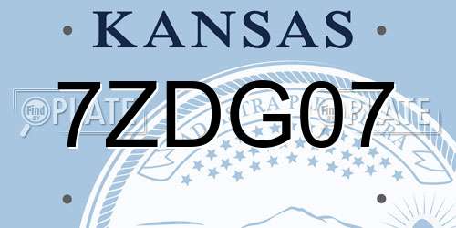 7ZDG07 Kansas License Plate