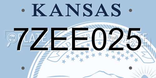 7ZEE025 Kansas License Plate