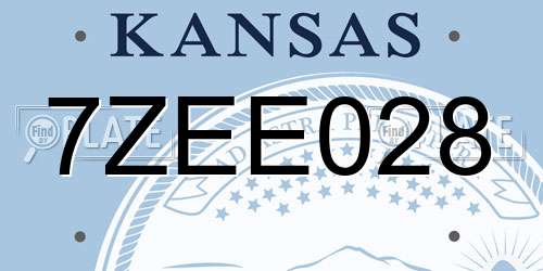 7ZEE028 Kansas License Plate