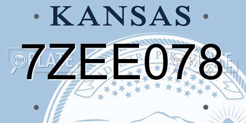 7ZEE078 Kansas License Plate