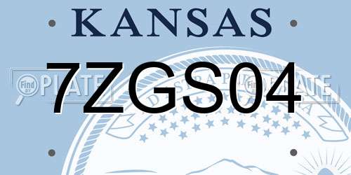 7ZGS04 Kansas License Plate