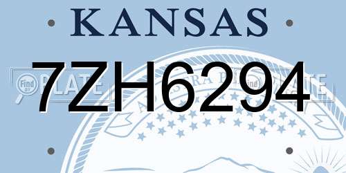 7ZH6294 Kansas License Plate
