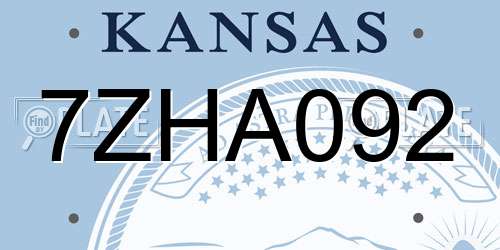 7ZHA092 Kansas License Plate