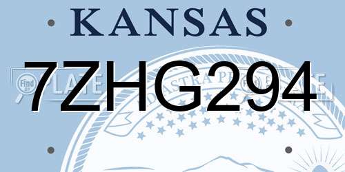 7ZHG294 Kansas License Plate