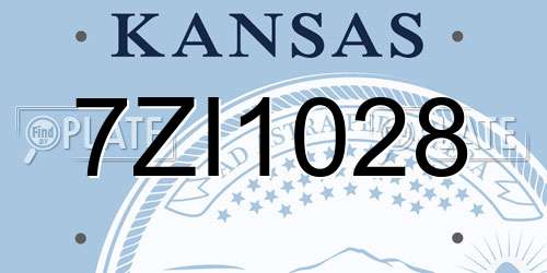 7ZI1028 Kansas License Plate