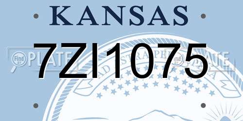7ZI1075 Kansas License Plate