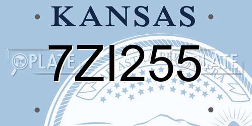 7ZI255 Kansas License Plate