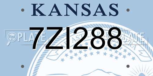 7ZI288 Kansas License Plate