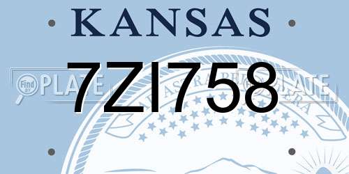 7ZI758 Kansas License Plate