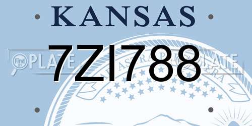 7ZI788 Kansas License Plate