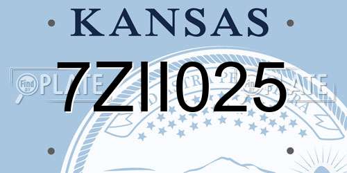 7ZII025 Kansas License Plate