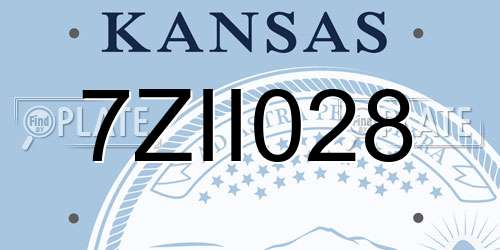 7ZII028 Kansas License Plate