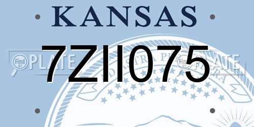7ZII075 Kansas License Plate