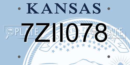 7ZII078 Kansas License Plate